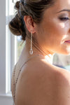 STACY Crystal or Pearl Drop Chain Earrings