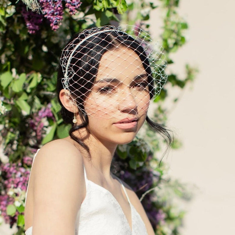 Veil Headband off White or Black Merry Widow Veil Birdcage Veil