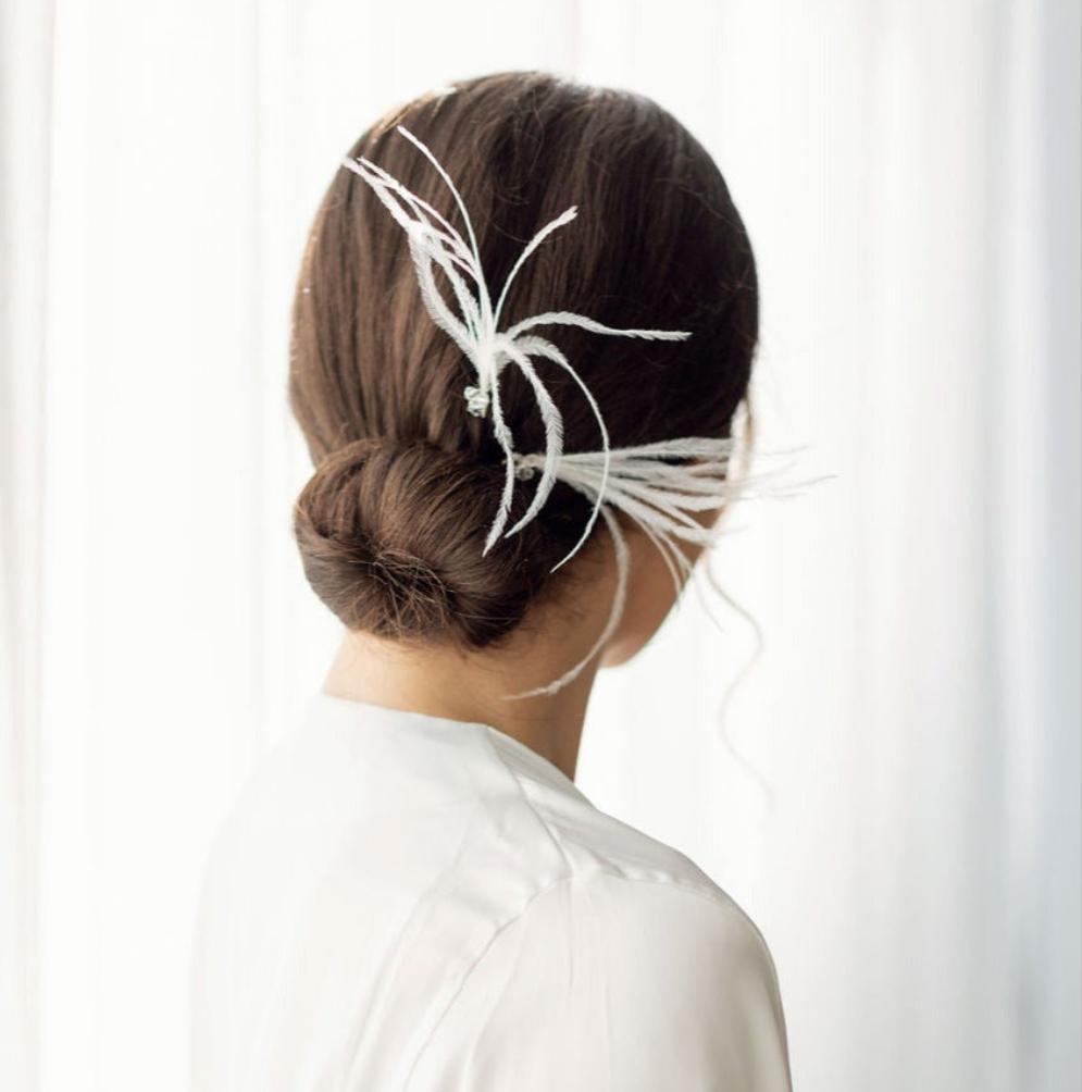 BRIAR Feather Bridal Hair Pins Blair Nadeau Bridal Adornments