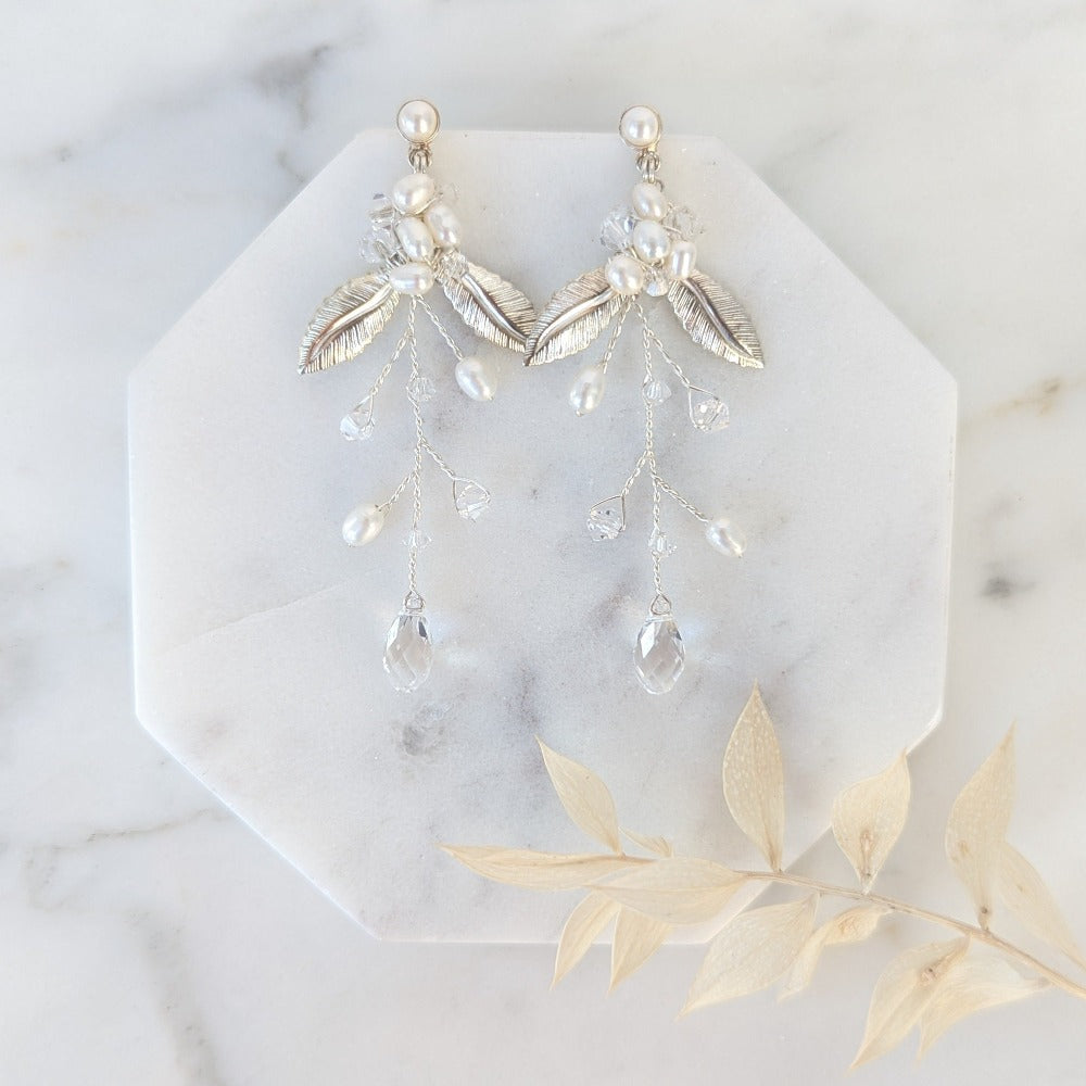 Pearl deals vine earrings