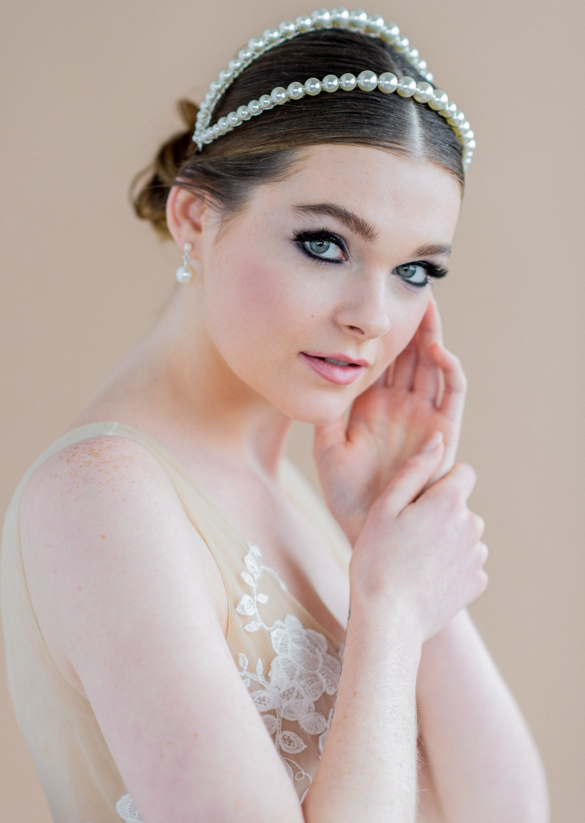 Wedding Hair Accessories - Oversized Double Pearl Bridal Headband