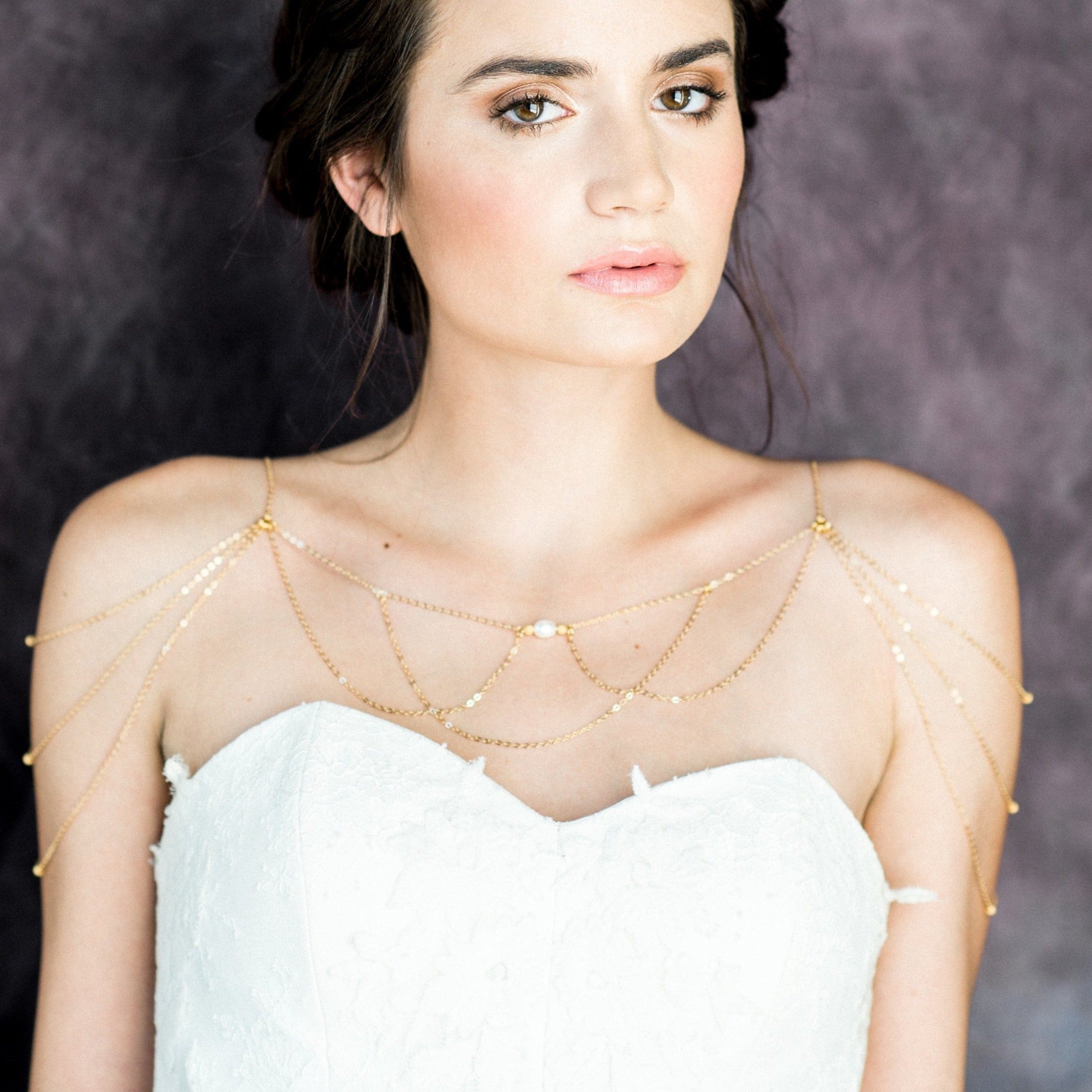Elegant Dainty Pearl Shoulder Chain Metal Shoulder Chain Necklace Wedding  Bridal Shoulder Chain Bikini Body Jewelry for Women(Pearl-silver) price in  Saudi Arabia | Amazon Saudi Arabia | kanbkam
