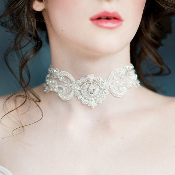 BELLA Crystal Lace Bridal Choker – Blair Nadeau Bridal Adornments