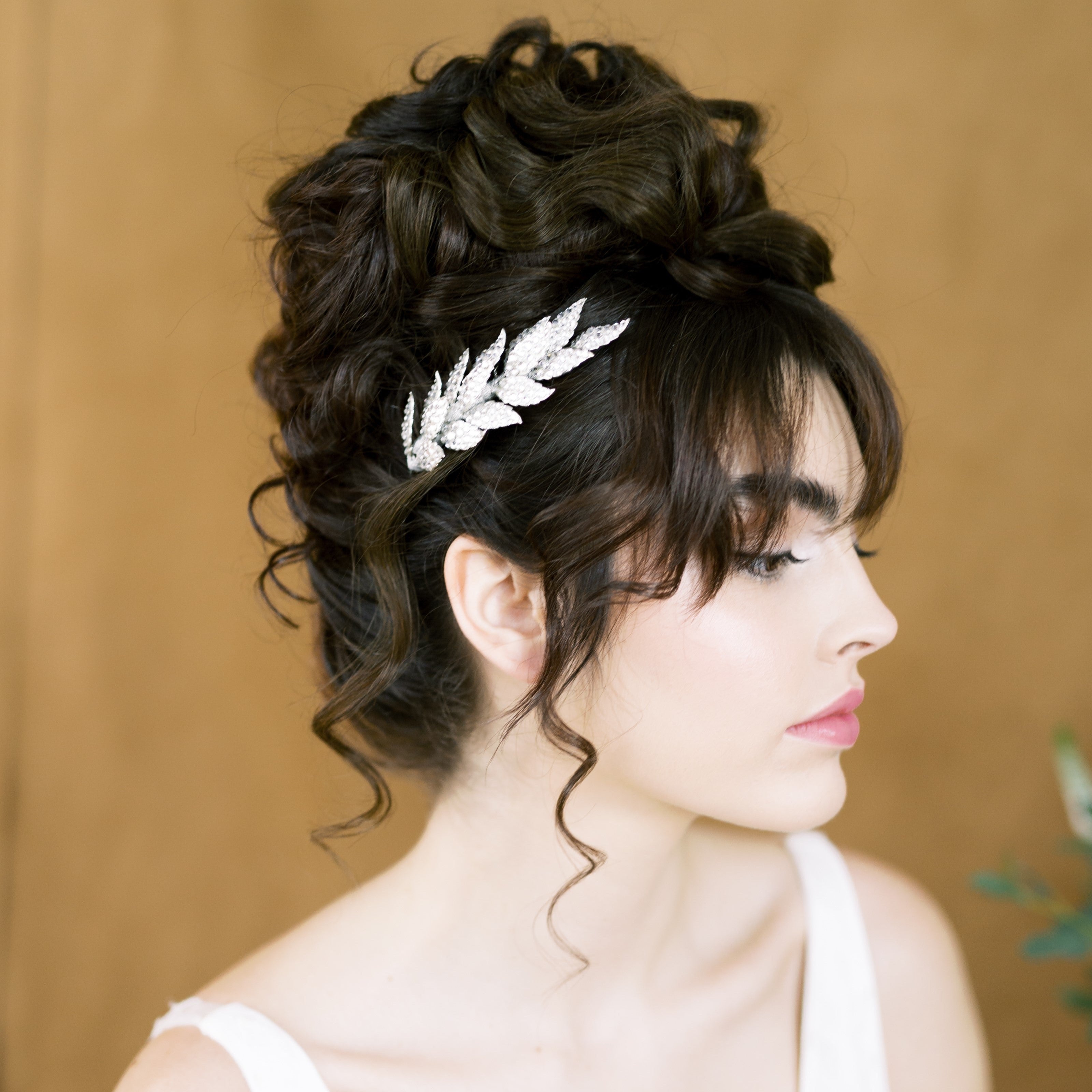 ELIZABETH Crystal Encrusted Leaf Hair Comb Blair Nadeau Bridal